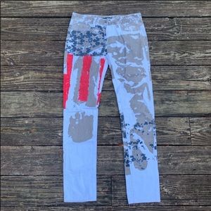 KuLang Bu Luo | White patriotic flag straight jean